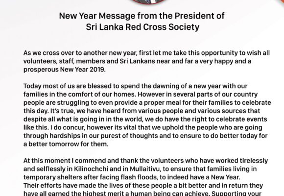 New Year Message from the President of Sri Lanka Red Cross